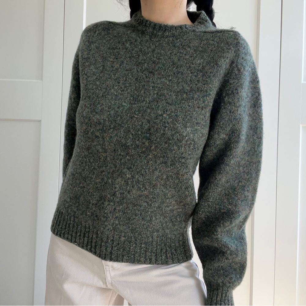 Vintage Lands End fuzzy sweater forest green S